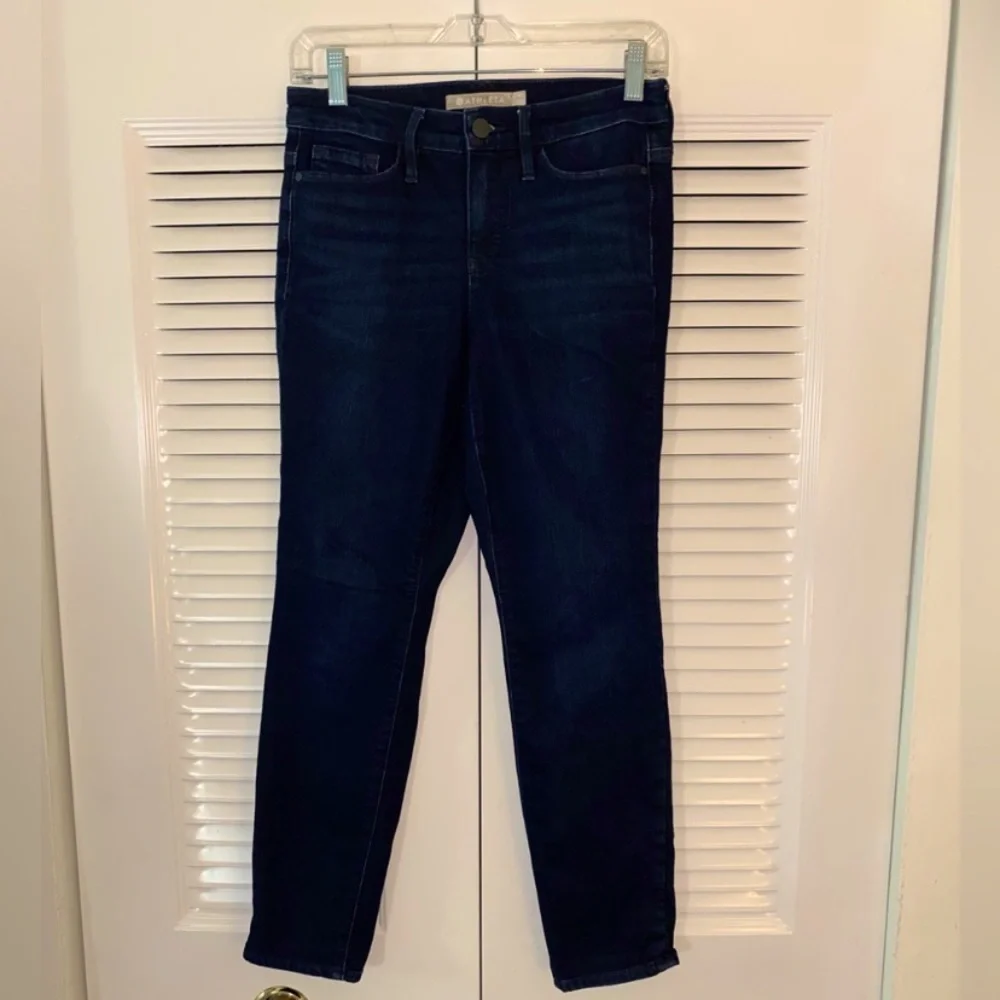 Athleta sculptek dark overdye wash skinny jeans